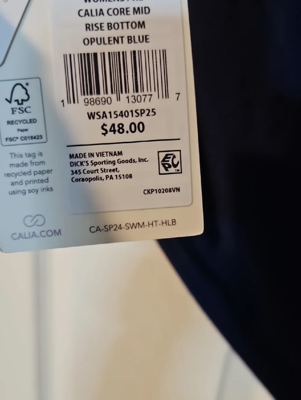 CALIA Women's Mid Rise Swim Bottoms: OPULENT BLUE: NEW WITH TAGS: SIZE XL